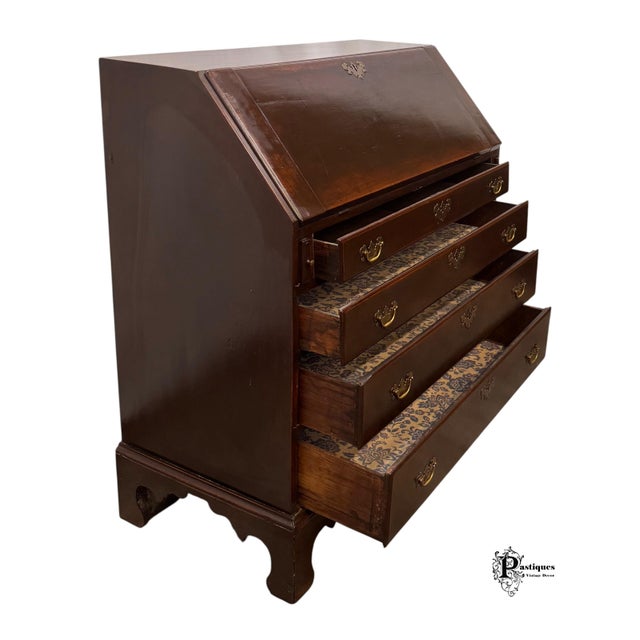 Antique Chippendale Style Mahogany Secretary Desk For Sale - Image 10 of 11