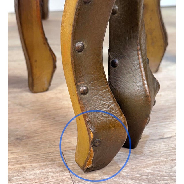 Vintage Traditional Rococo Leather Wrapped Nesting Tables - Set of 3 For Sale - Image 10 of 11