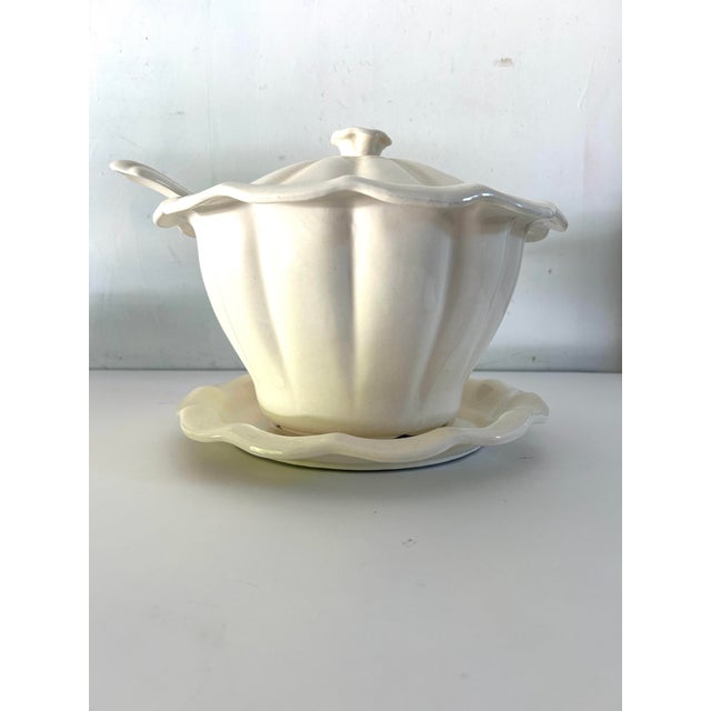 Made in USA Vintage Marcia Ware California Pottery Soup Tureen Off White Set includes ( ladle , Lidded Bowl, Base Plate)...