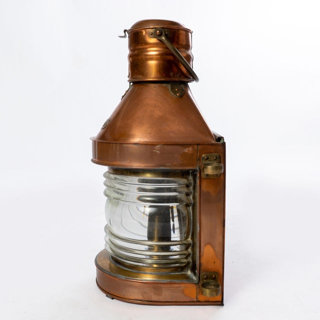 Nautical Vintage Copper Masthead Ship's Lantern For Sale - Image 3 of 8