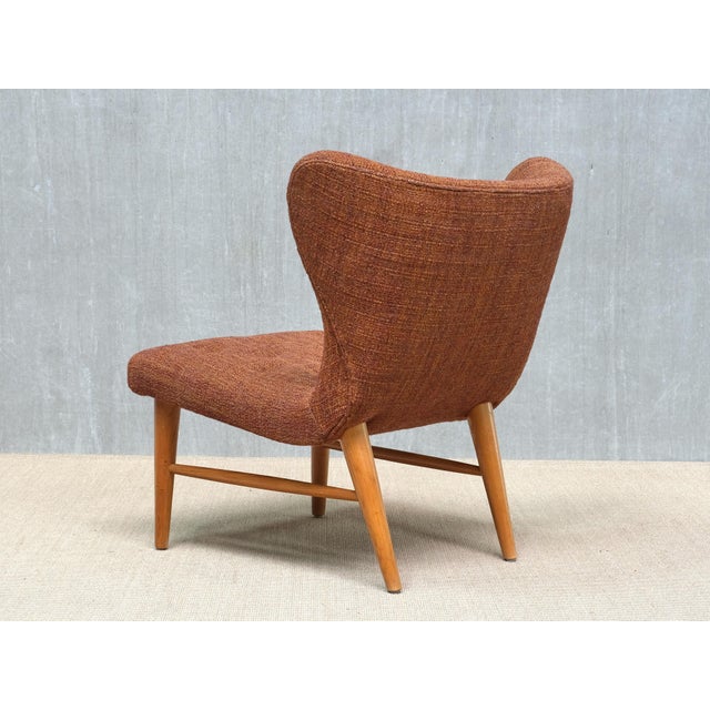 Lounge Chair in Ember-Toned Upholstery and Elm from Eric Bertil Karlén, Sweden, 1940s For Sale - Image 6 of 15