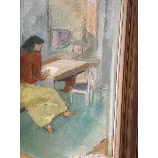 1940s Sigge Ljungkvist, The Letter Writer, 1947, Oil on Canvas, Framed For Sale - Image 5 of 18