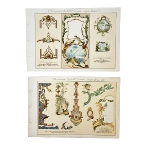 C1900 Rare Pair French Art Nouveau Decorative Antique Designs in Style of Louis XV