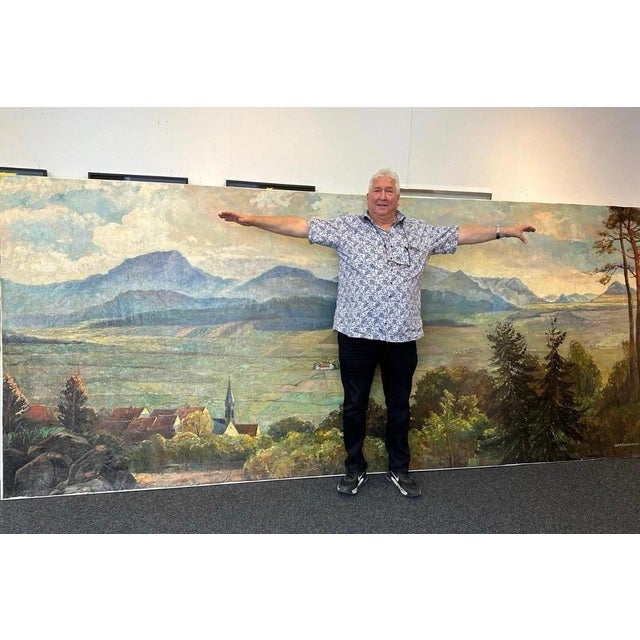 Pedro Schmiegelow, Rhön Fulda Petersberg Panorama, Oil Painting on Canvas For Sale - Image 6 of 6
