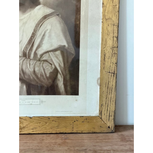 Gold Antique Heinrich Hofmann “Christ” Religious Print in Gilt Faux Bois Frame, C. 1895 For Sale - Image 8 of 13