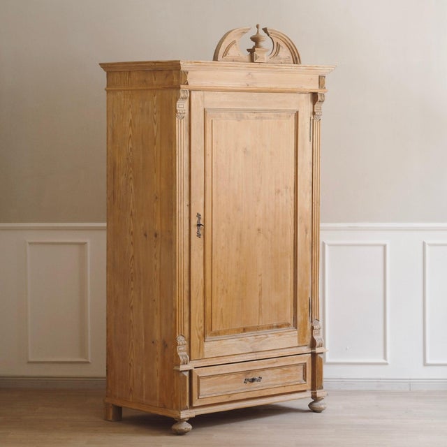 Antique Wilhelminian Softwood Wardrobe with Coat Hooks, 1890 For Sale - Image 13 of 18