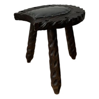 Mid Century Spanish Brutalist TriPod Milk Stool Witco Styling For Sale