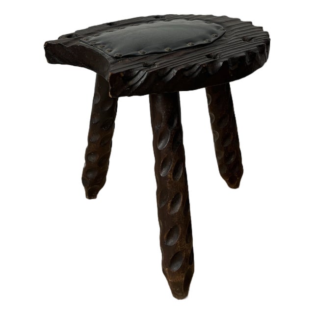 Mid Century Spanish Brutalist TriPod Milk Stool Witco Styling For Sale