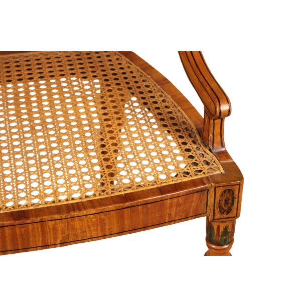 Mid 20th Century Pair of George III Style Painted Satinwood Armchairs For Sale In New York - Image 6 of 6