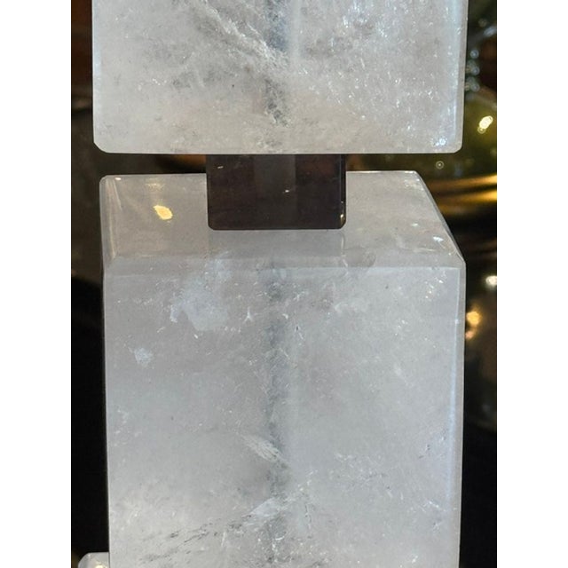 Early 21st Century Pair of Large Scale Rock Crystal Block Lamps For Sale - Image 5 of 7