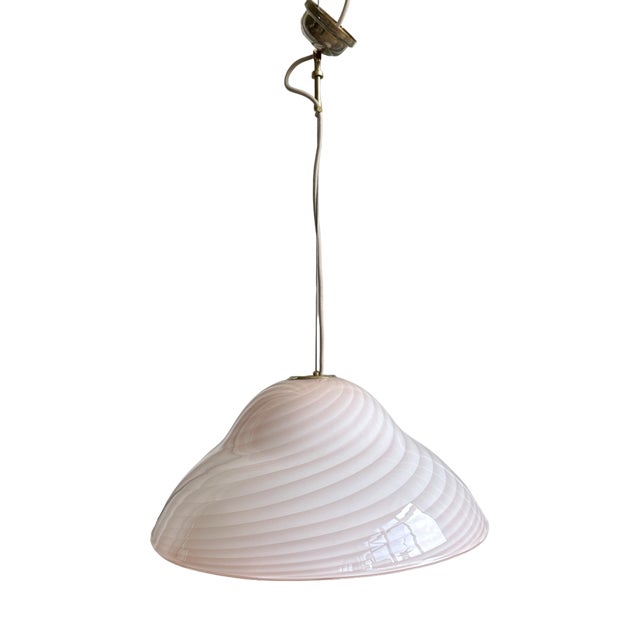 Baby Pink Swirl Murano Glass Pendant, 1970s For Sale