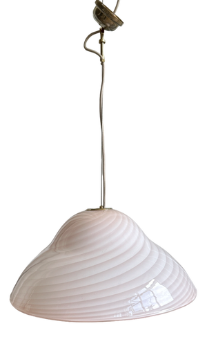 Baby Pink Swirl Murano Glass Pendant, 1970s
