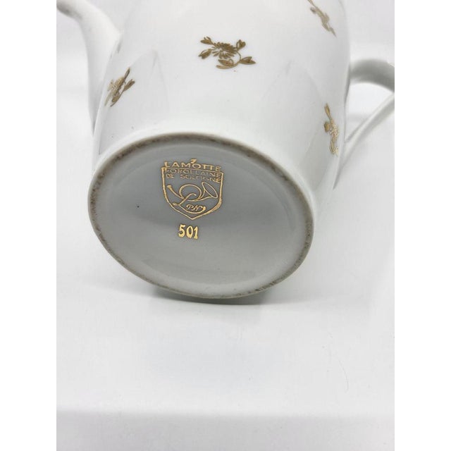French Empire Style Porcelain Tea Service Decorated with Fine Gold from Sologne, 20th Century, Set of 15 For Sale - Image 15 of 18