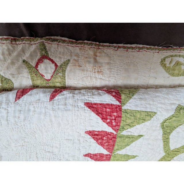 Antique Quilt With Signed/Stitched Dated 1851 ‘Ohio Star’ or ‘Sawtooth Star’ Pattern Priceless For Sale - Image 13 of 18