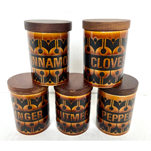 Mid-Century English Hornsea Spice Jars - Set of 5 For Sale - Image 4 of 7