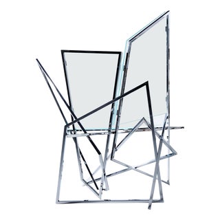 Sitting Bull Chair in Stainless Steel and Clear Glass and by Orfeo Studio For Sale