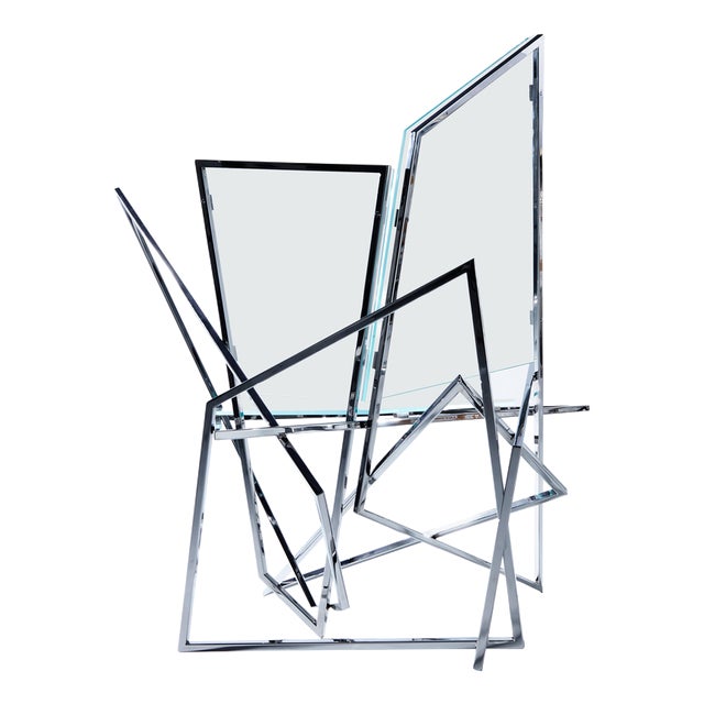 Sitting Bull Chair in Stainless Steel and Clear Glass and by Orfeo Studio For Sale