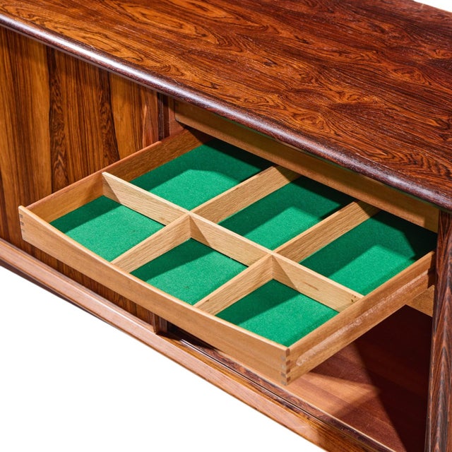 Bernhard Pedersen Mid Century Danish Rosewood Tambour Door Credenza and Hutch For Sale - Image 12 of 12