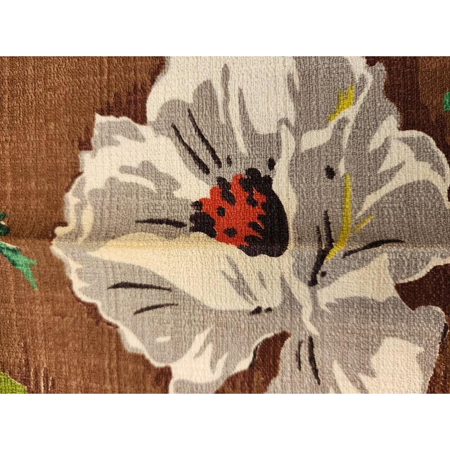 Rare 18 Yards Uncut Vintage 1940's Mid-Century Floral Barkcloth For Sale - Image 14 of 15
