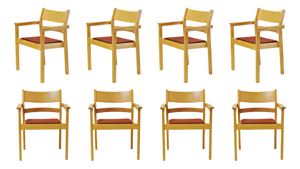 Koldinghus Armchairs in Beech by Hans J. Wegner for Fredericia, 1980s, Set of 8