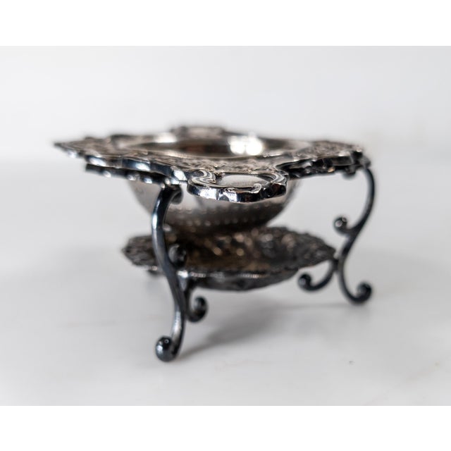 Early 20th Century 19th or 20th Century Silverplate Tea Strainer and Stand For Sale - Image 5 of 15