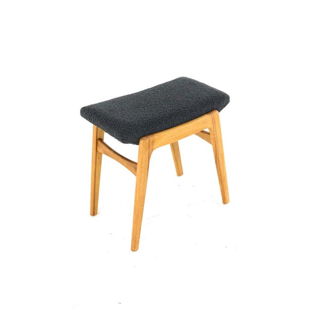 Vintage Ottoman in Solid Wood and Fabric For Sale - Image 4 of 11