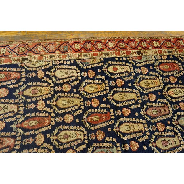 Charming Allover Design With Tinys Flowers on a Navy Background Color Antique Persian Gallery Rug For Sale - Image 4 of 7