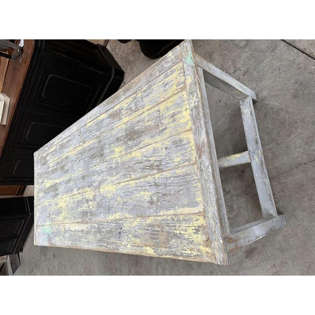 White Vintage Workshop Table, 1940s For Sale - Image 8 of 10