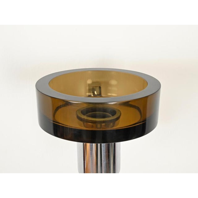 Flavio Poli Vintage Bronze Glass and Chrome Ashtray by Flavio Poli Sconce for Seguso, Italy, 1960s For Sale - Image 4 of 14