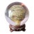 Vintage Chinese Reverse Interior Painted Glass Paperweight Sphere on Wood Base, C1950s For Sale