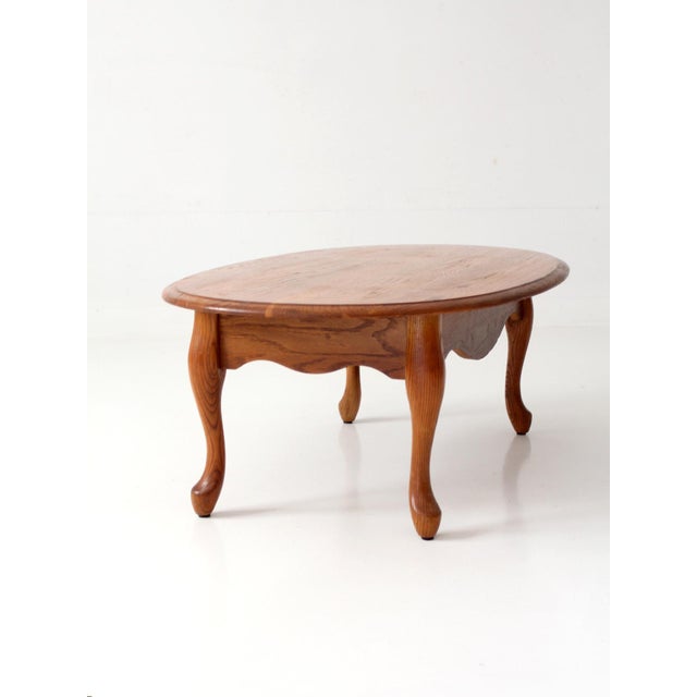 Vintage Oak Oval French Provincial Coffee Table For Sale - Image 15 of 17