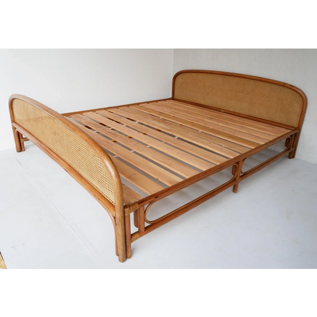 Double Bed in Rattan and Vienna Straw by Gervasoni, 1970s For Sale - Image 4 of 8