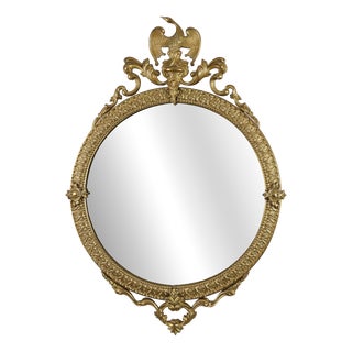 20th Century Neo‑Classical French Round Mirror in Copper Finish, 1970s For Sale
