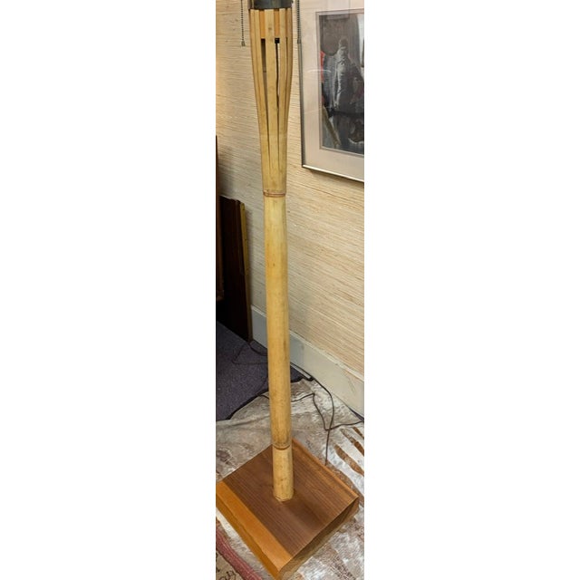 Mid 20th Century Mid 20th Century Mid Century Modern Bamboo Floor Lamp With a Fab Rice Paper Umbrella Shade For Sale - Image 5 of 11