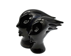 Murano Heads Sculpture in Black Glass by Sergio Rossi, 1970s