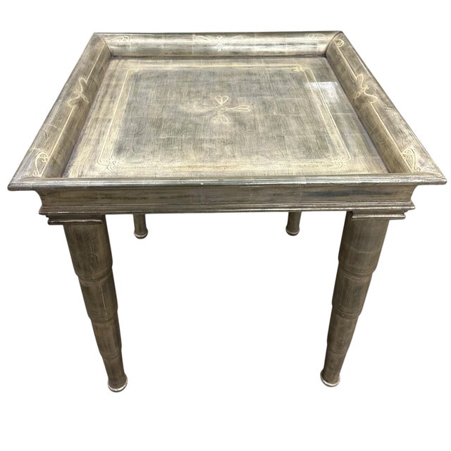 Art Deco John Hutton for Donghia Silver Giltwood Side Table W Telescope Legs For Sale - Image 3 of 7