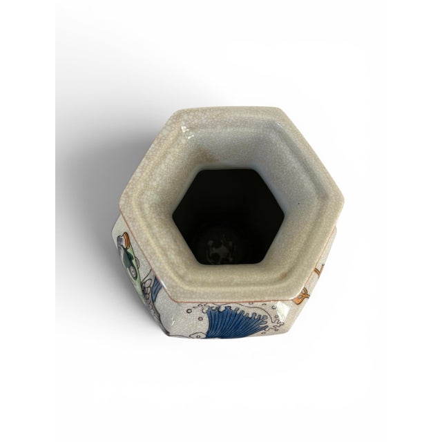 Ceramic Vintage Porcelain Hexagon Ginger Jar by Seymour Mann For Sale - Image 7 of 12