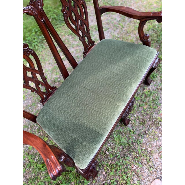 Mid 20th Century Antique Chippendale Carved Mahogany Loveseat For Sale - Image 4 of 9