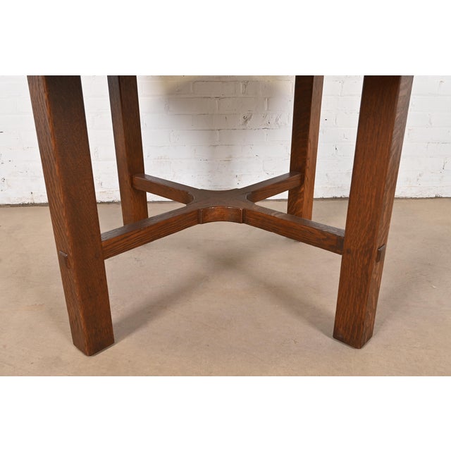Stickley Antique Mission Oak Arts & Crafts Extension Dining Table, Newly Refinished For Sale - Image 10 of 11