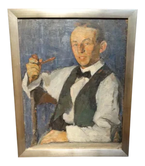 1920s Vintage Ejnar Hansen "Young Man With a Pipe" Painting