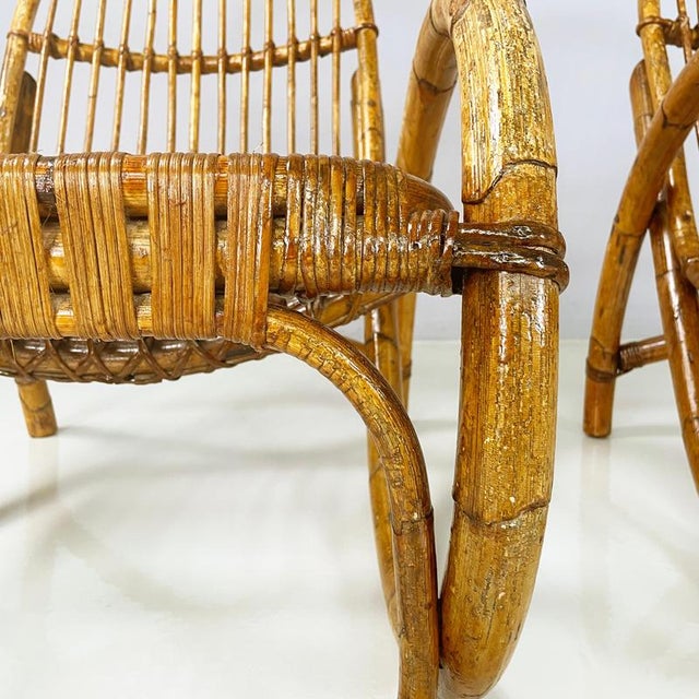 Set of Mid-Century Modern Italian Armchairs in Curved Rattan, 1960s For Sale - Image 10 of 18