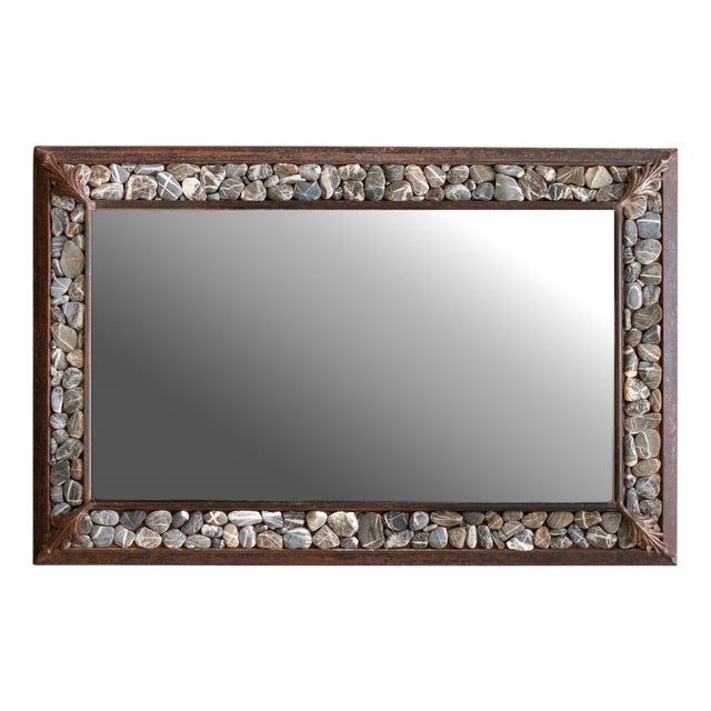 Handcrafted Mirror in Iron and Stones For Sale