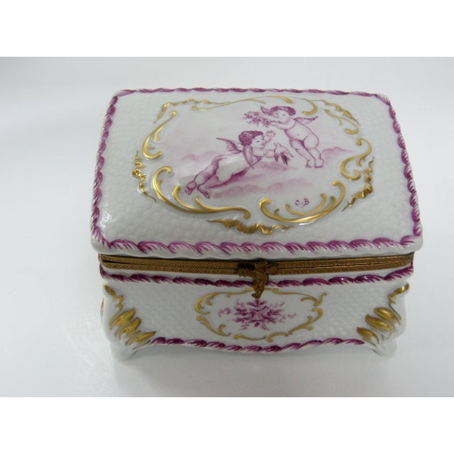 French Limoges Hand Painted Cherubs Large Jewelry Box Chairish