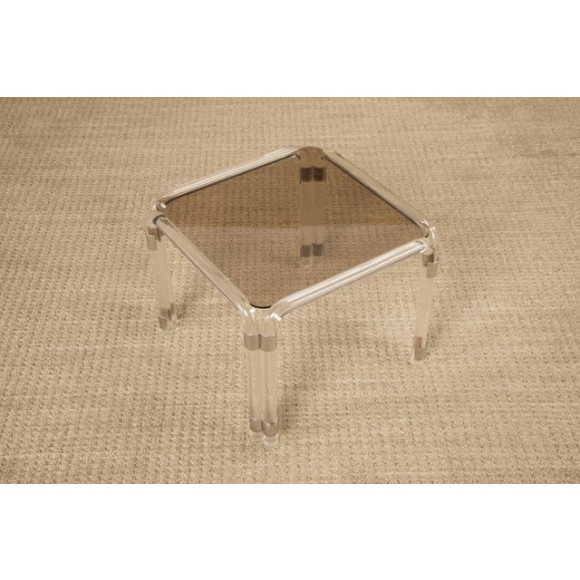 Tubular Lucite and Nickel Side Tables or Nightstands, 1970s - Set of 3 For Sale - Image 10 of 12