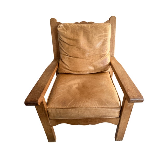 Mission Vintage Unique Lodge Style Mission Oak Lounge Chairs (Pair) For Sale - Image 3 of 14