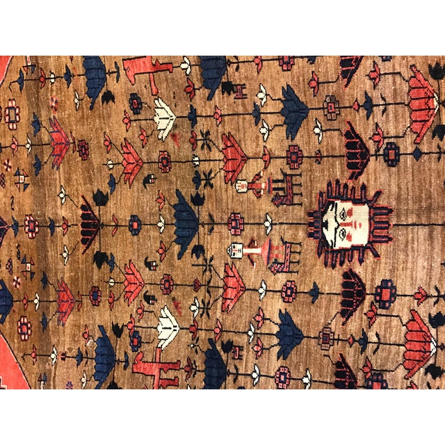 Antique Bakshaish Carpet, Oriental Persian Handmade in Brown, Blue and Red For Sale - Image 14 of 18