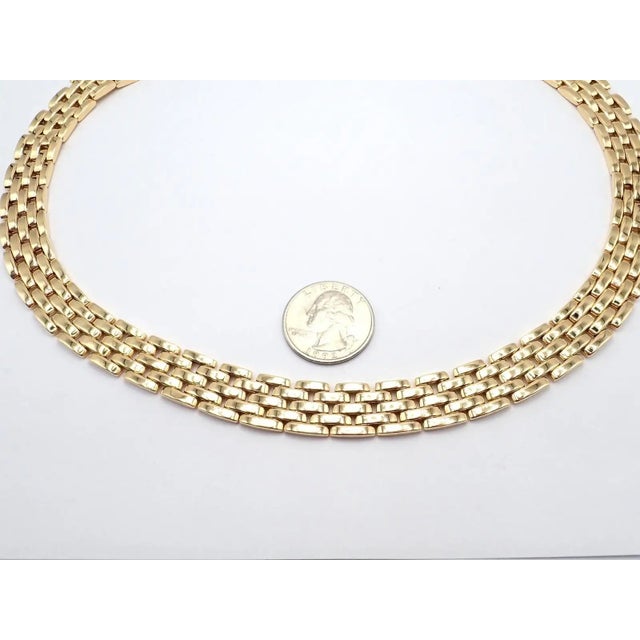 Metal 1990s Cartier Maillon Panthere Five-Row Wide 20" Long Yellow Gold Necklace For Sale - Image 7 of 10