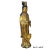 This is a Chinese wooden Kwan Yin Tara Avalokitesvara Bodhisattva Buddha statue with distressed golden color paint. It is...