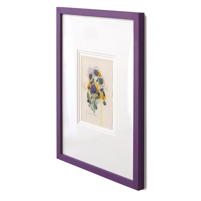 Abstract Devil's Bit Scabious - Framed Original Botanical Mixed Media Painting on Antique Botanical Book Page by Lee Herring For Sale - Image 3 of 9