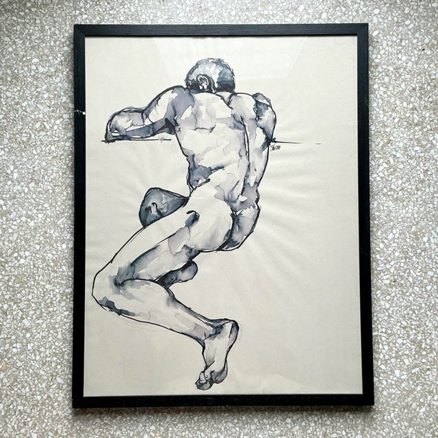 This Vintage Boho Original Watercolor Painting captures the beauty of the human form in a stunning figure study. Rendered...